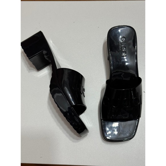 Gucci Rubber Logo Platform Slide Sandal in Black Size 37 Slip-On Open Toe - Picture 12 of 16